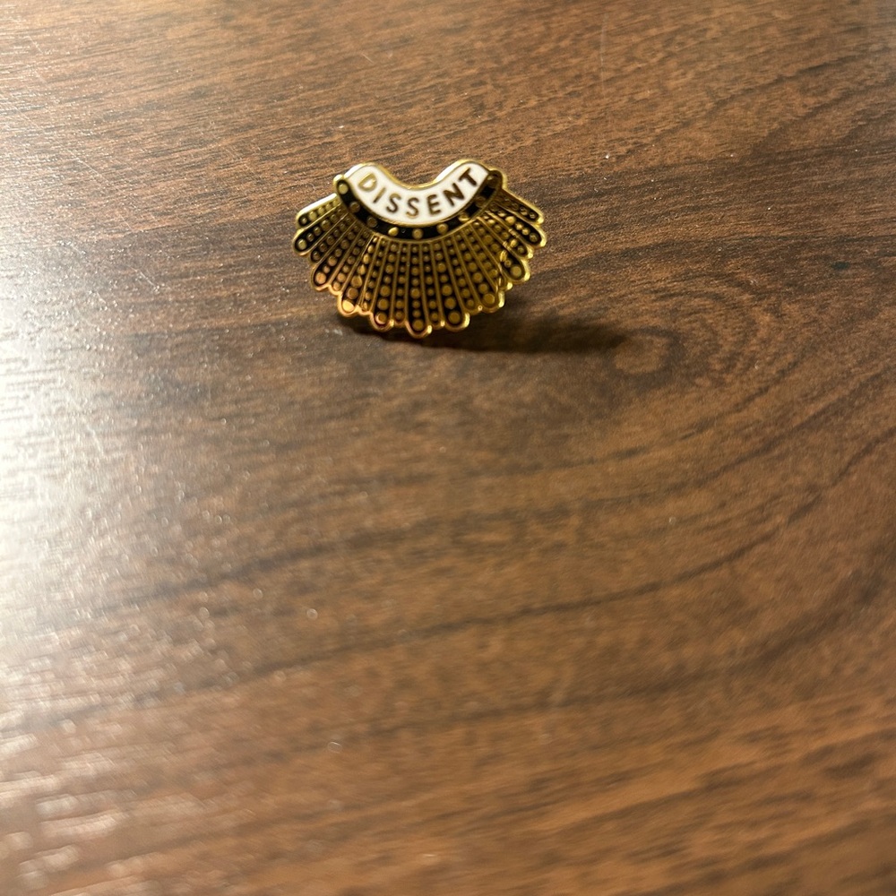 Gold Dissent Brooch with Black Accents